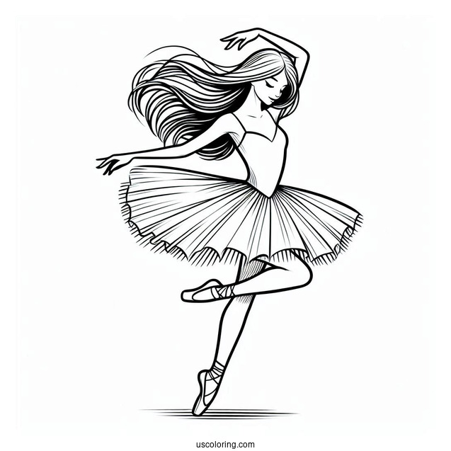 Ballerina With Long Hair Dancing