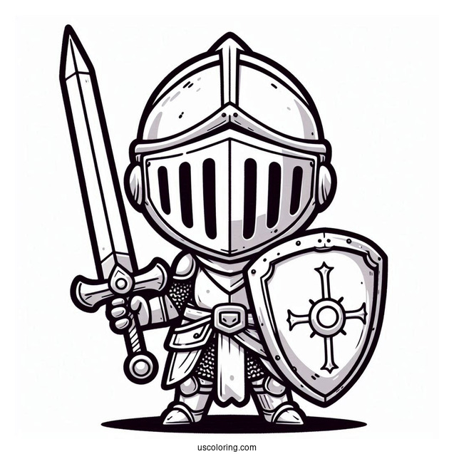 Chibi Knight With Shield And Big Sword