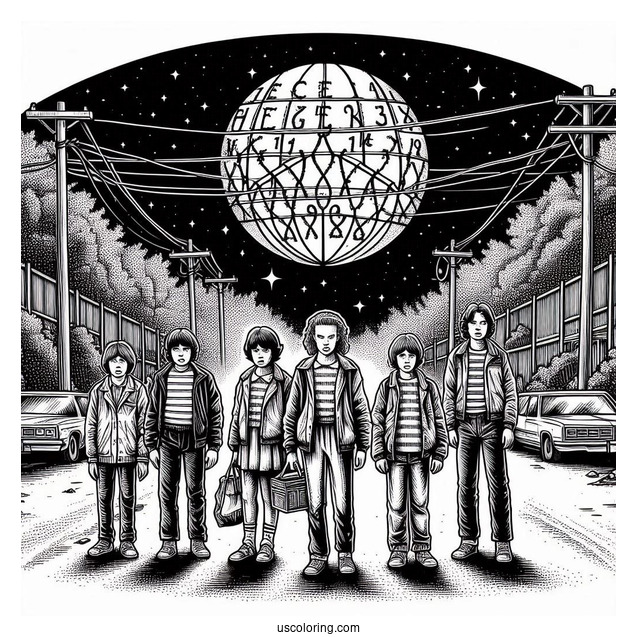 Detailed Stranger Things Coloring Sheet For Adults