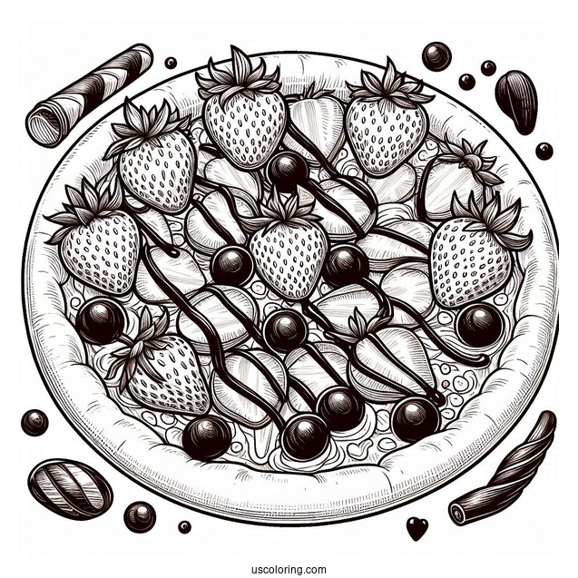 Dessert Pizza With Strawberries And Chocolate