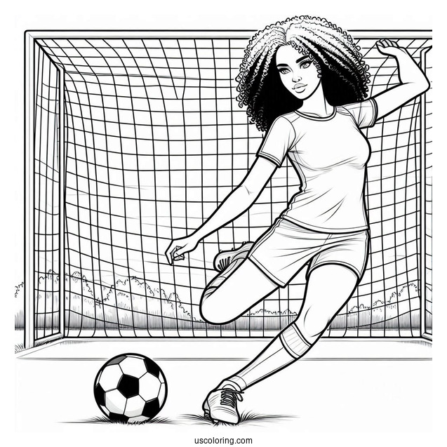 Female Soccer Player In Front Of GoalFemale Soccer Player In Front Of Goal