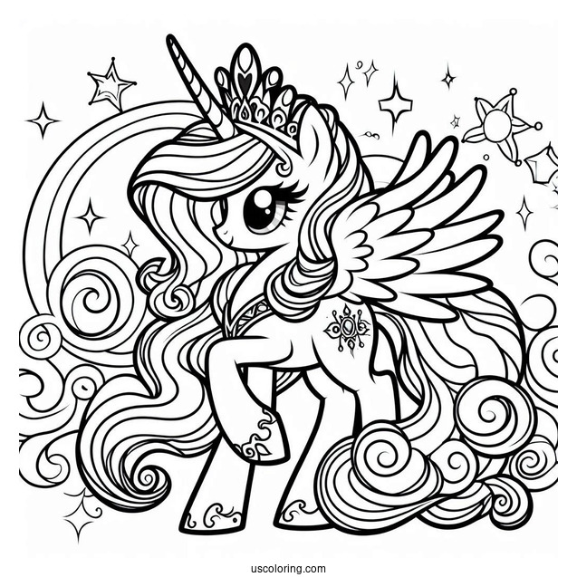 Princess Celestia Coloring In For Preschoolers
