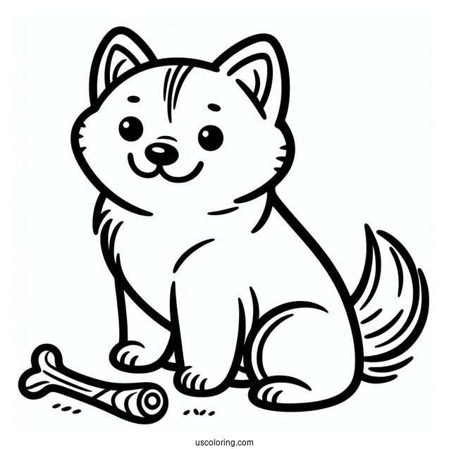 Easy Outline Of Dog With Stick