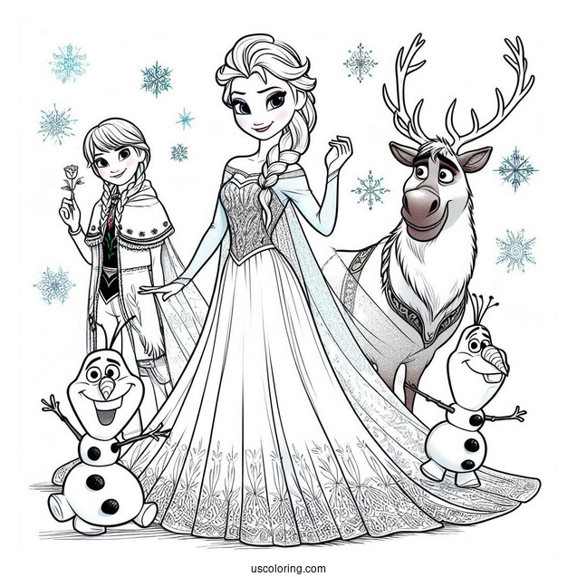 Elsa, Anna, Sven, Olaf, And Kristoff