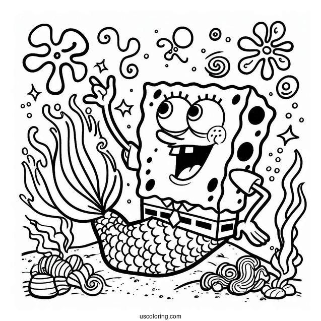 SpongeBob Coloring Page Mermaid Man