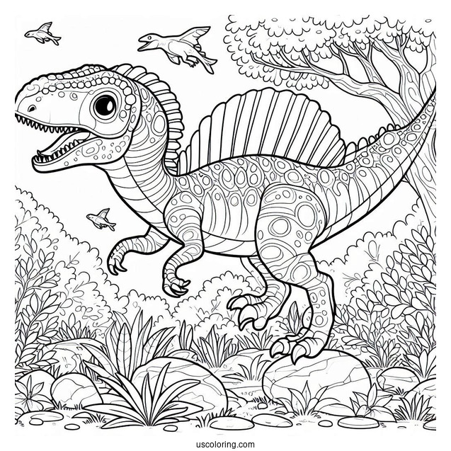 Cute Spinosaurus Coloring Page Outline For Kids