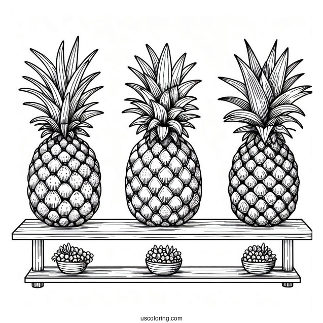 Pineapples Sitting On Shelves Coloring