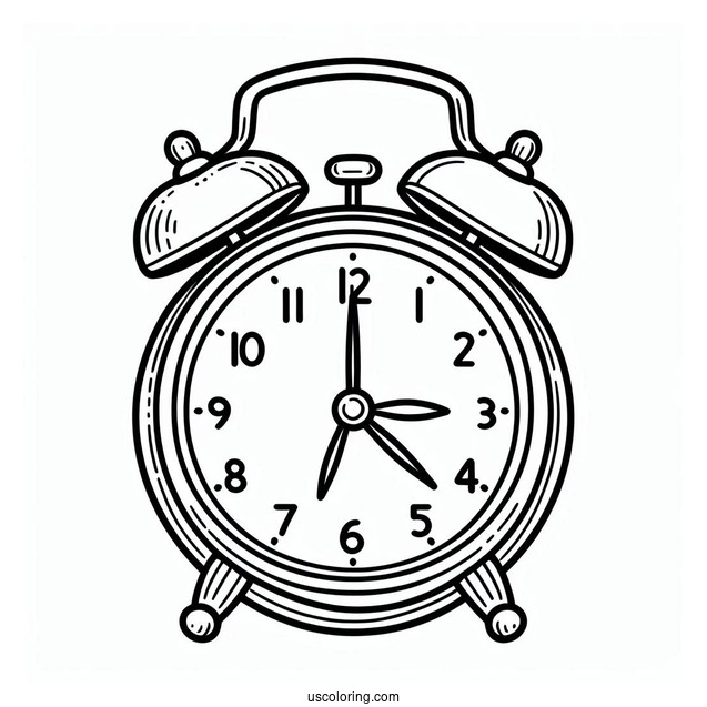 Simple Outline Of an Alarm Clock To Color