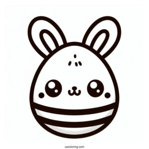 Easy Kawaii Bunny Easter Egg Coloring Page For Preschoolers