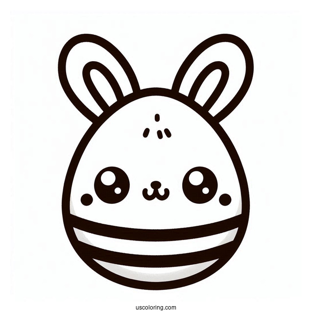 Easy Kawaii Bunny Easter Egg Coloring Page For Preschoolers