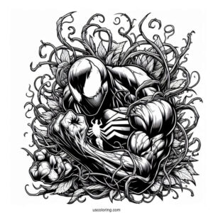 Detailed Close Up Of Carnage Coloring Page