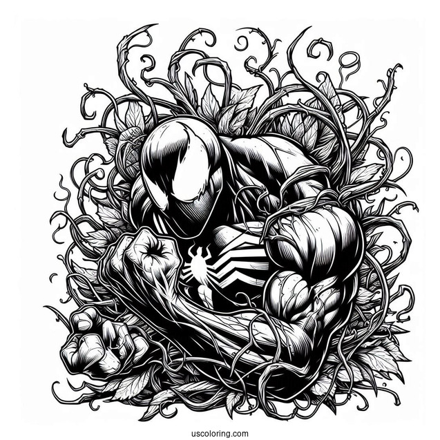 Detailed Close Up Of Carnage Coloring Page