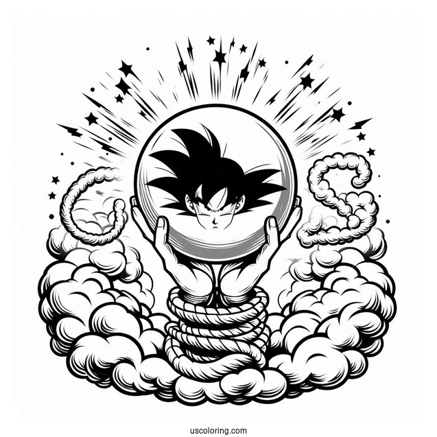 Goku Spirit Bomb Coloring Page