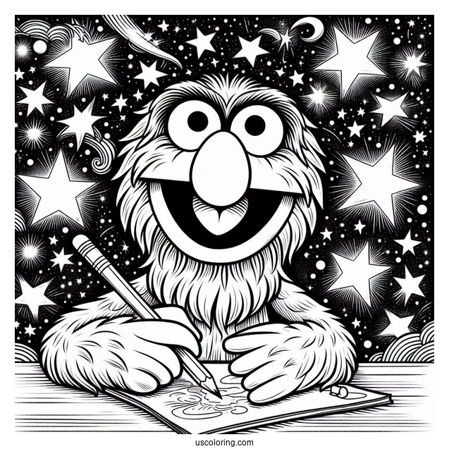 Muppets Coloring Page Of Sam Eagle With Starry Background