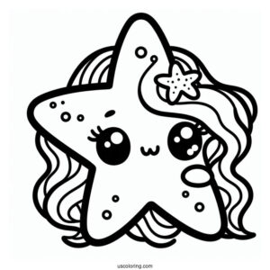 Kawaii Female Starfish Coloring Page