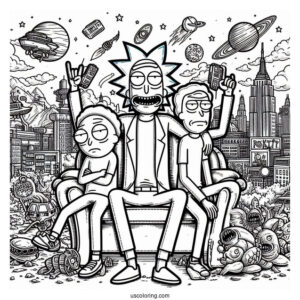 Detailed Rick And Morty TV Poster Coloring Page