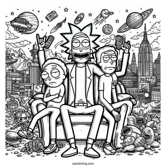 Detailed Rick And Morty TV Poster Coloring Page