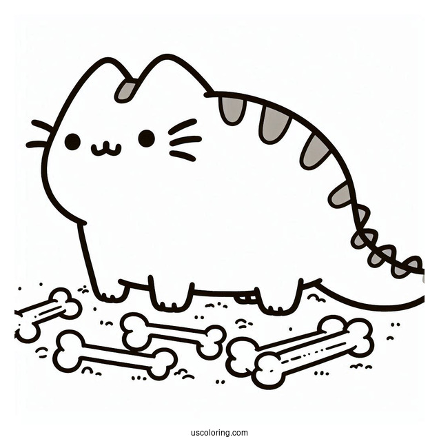 Pusheen T-Rex Dinosaur With Bones