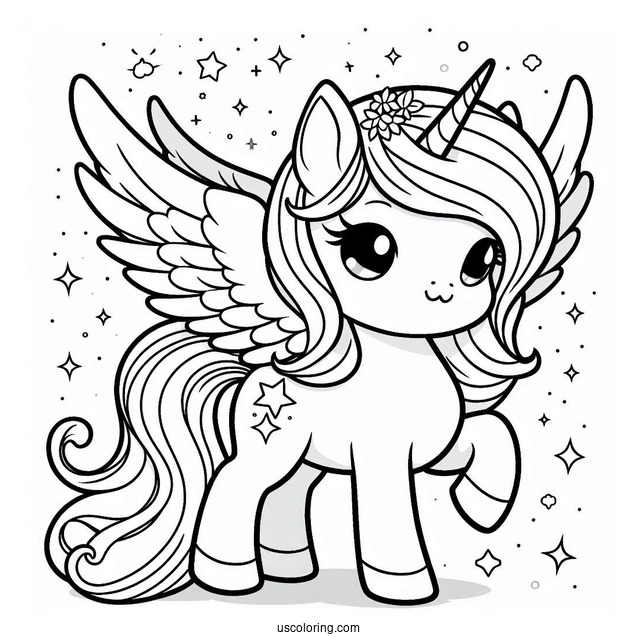 Chibi Pegasus Coloring Page For Preschoolers