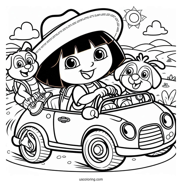 Tico, Boots And Dora Driving In a Car