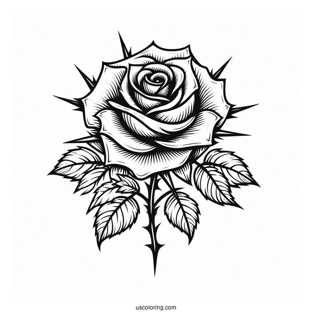Rose With Thorns To Color