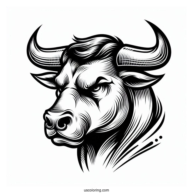 Head Of Angry Bull Coloring In