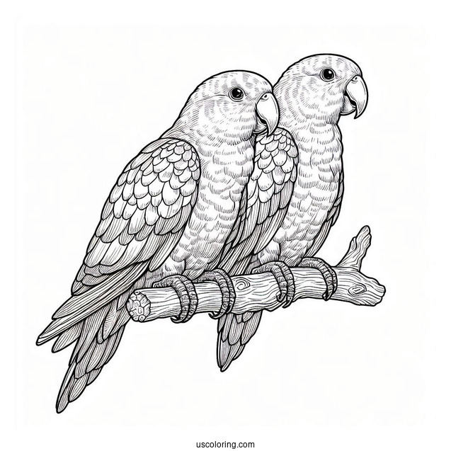 Two Detailed Eclectus Parrots To Color