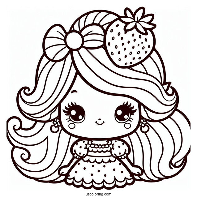 Cute Strawberry Shortcake Coloring Page For Preschoolers