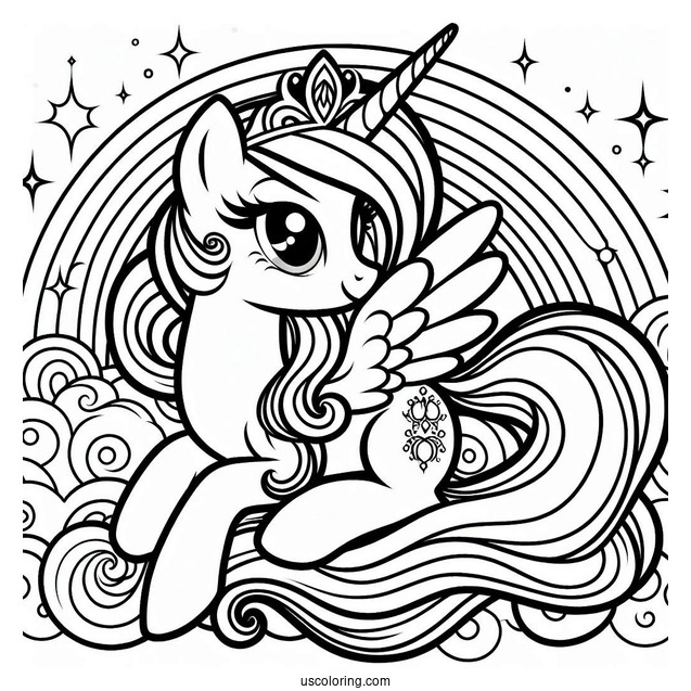 Princess Celestia On Rainbow
