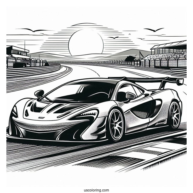 McLaren Sports Car On Race Track To Color