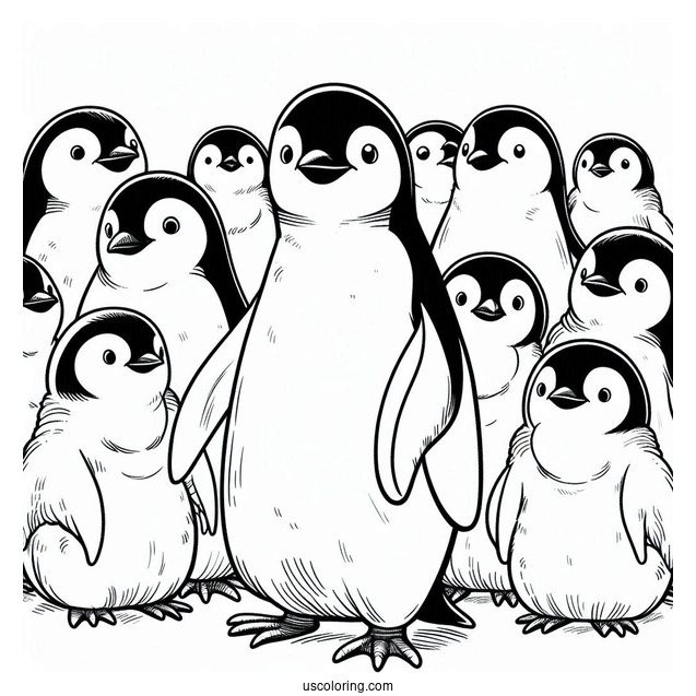 Colony Of Emperor Penguin Coloring