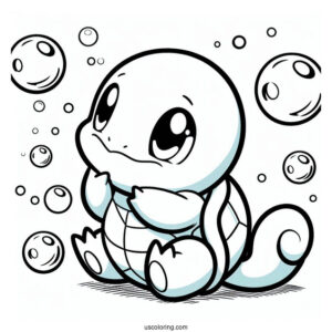 Squirtle Coloring Page Of Playing With Bubbles