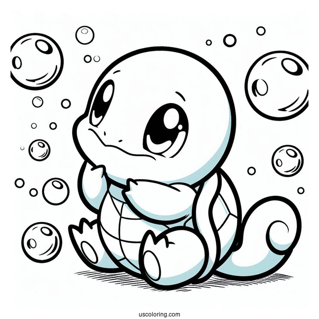 Squirtle Coloring Page Of Playing With Bubbles