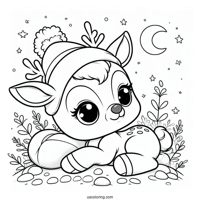 Baby Rudolph Coloring Page
