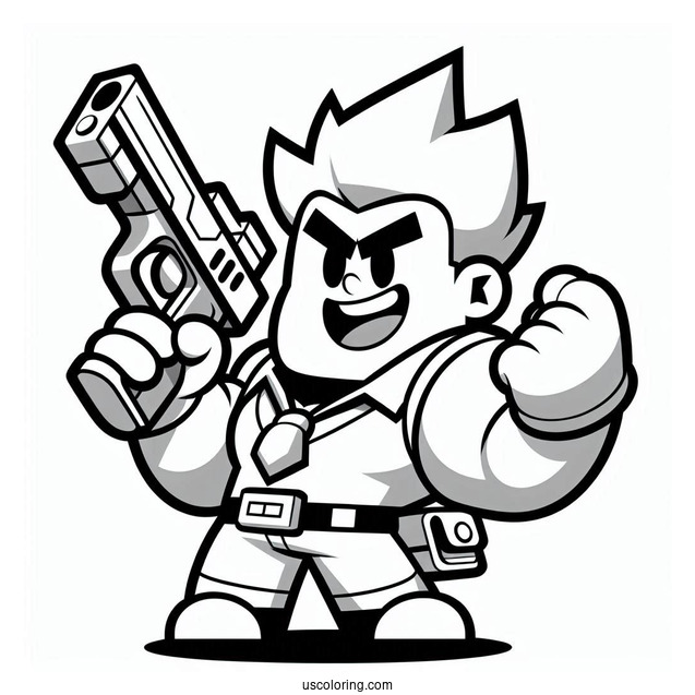 Brawl Stars Coloring Page Of Brock Holding Up Gun