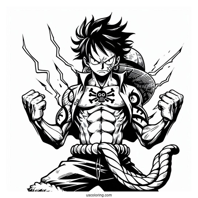 Powerful Luffy Coloring Page In 5th Gear Style