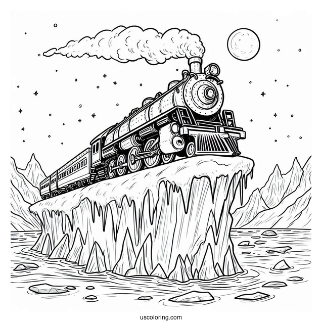 Polar Express Coloring Page Of On An Iceberg