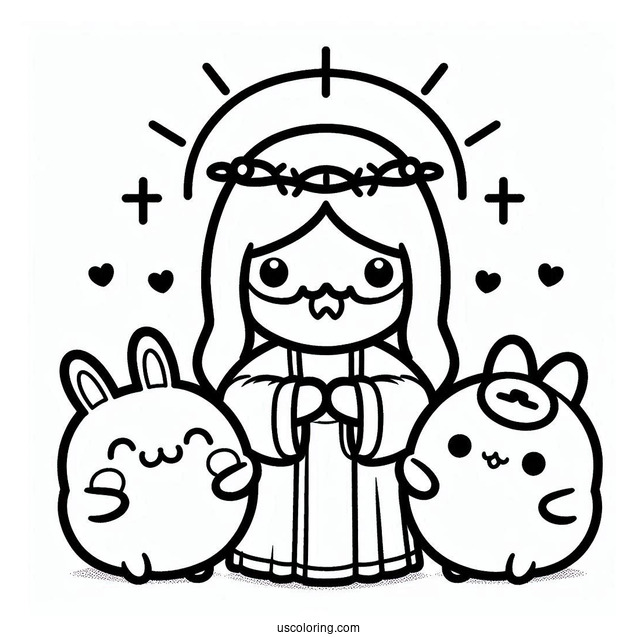 Cute Kawaii Jesus Christ Coloring In