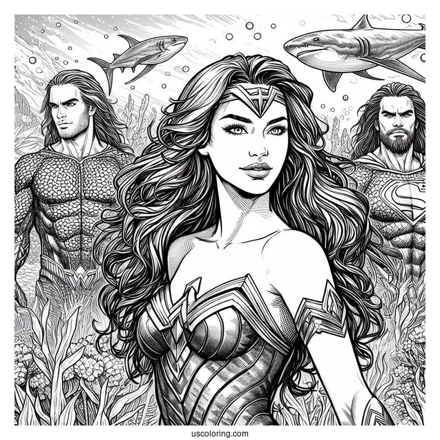 Aquaman Coloring Page Realistic Mera In Atlantis