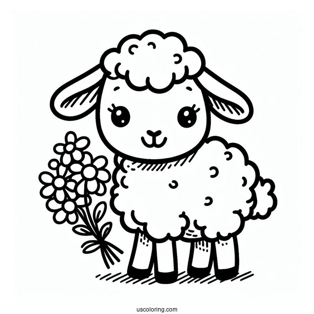 Cute Lamb Coloring For Preschoolers