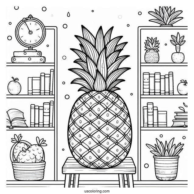 Pineapples Sitting On Shelves Coloring
