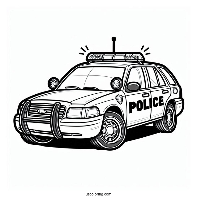 Easy Outline Of Police Car To Color For Kids