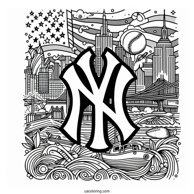 New York Coloring Page Of Yankees Logo