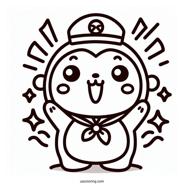 Simple Outline Of Pororo Coloring Page Cheering