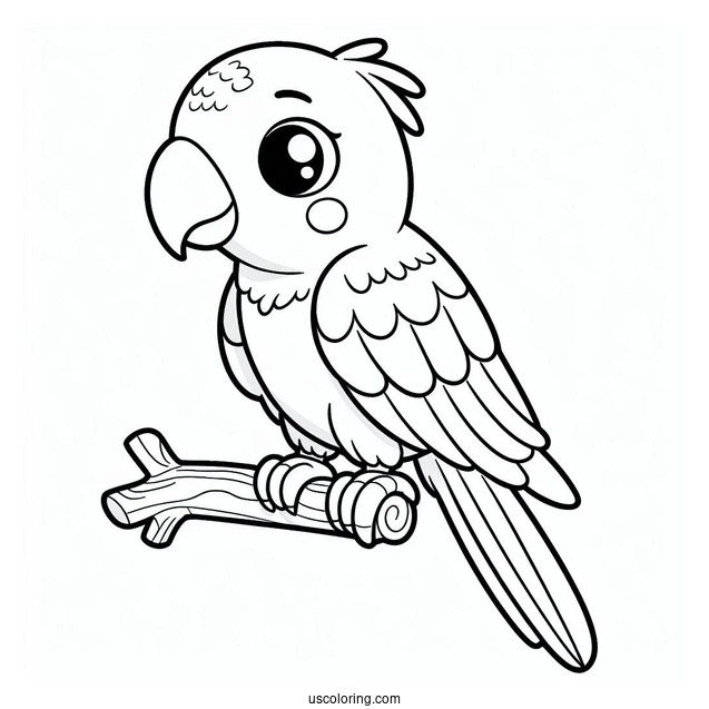 Coloring Sheet Of Cute Parrot For Preschoolers