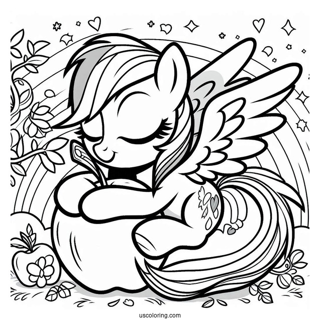 Rainbow Dash Coloring Page Hugging Applejack For Kids