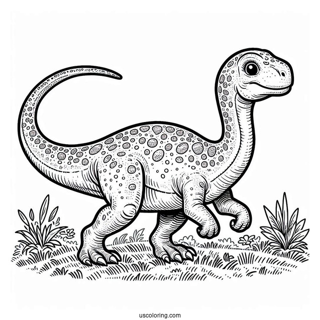 Anchisaurus Dinosaur Coloring Page Of Walking On Grass