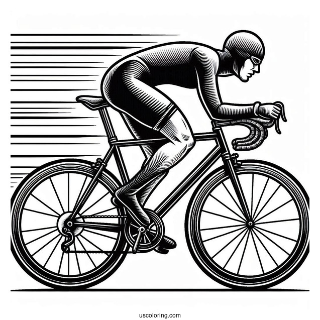 Man Racing On Bicycle Coloring Page