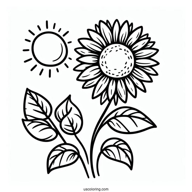 Flower Coloring Pages Of Cartoon Sunflowers In The Sun