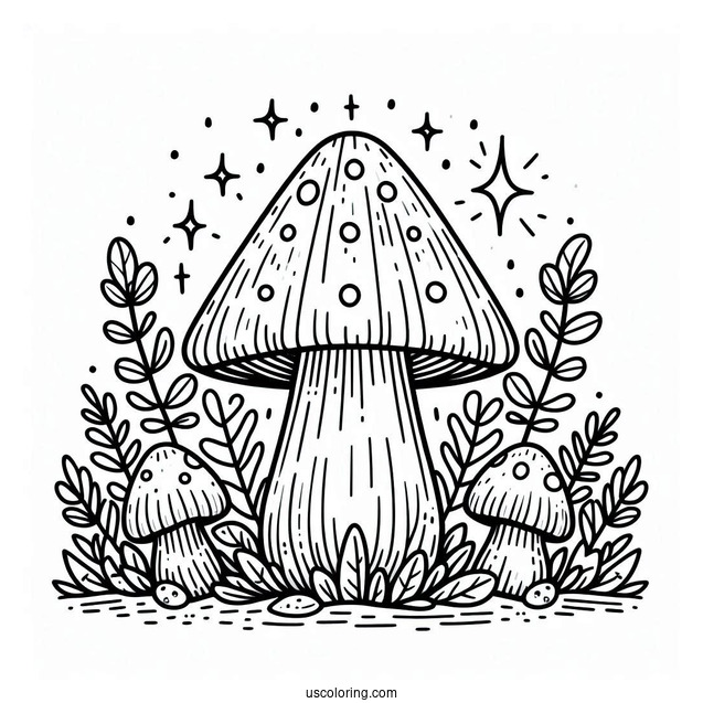 Bell Shaped Mushroom Coloring Page For Kids